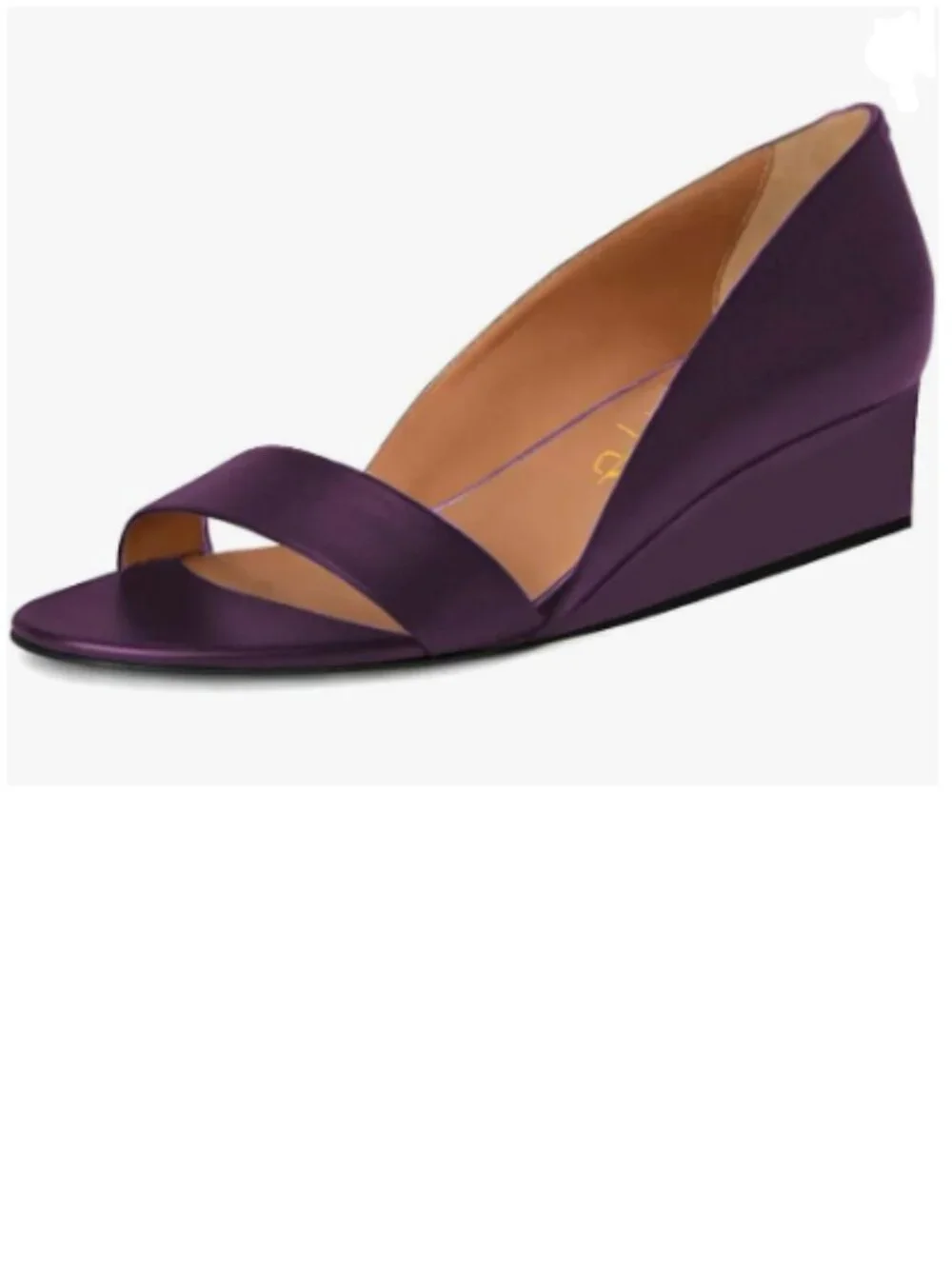 XYD Purple Open Toe Slip On Wedges Low Heel Sandal Single Strap Walking Shoes